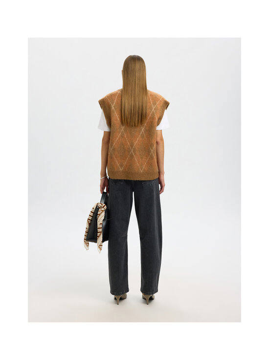 Selected - SlfLulu Brushed Argyle adīta veste - GOLDEN BROWN DETAIL:BIRCH AND ERMINE ARGYLE | Stockmann - photo 3