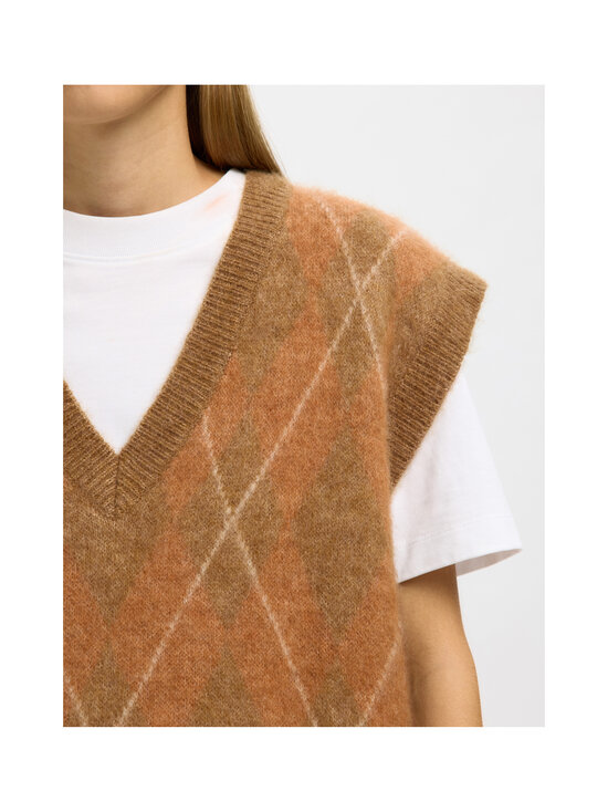 Selected - SlfLulu Brushed Argyle adīta veste - GOLDEN BROWN DETAIL:BIRCH AND ERMINE ARGYLE | Stockmann - photo 5