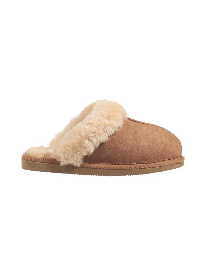 Brown leather slippers