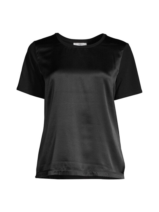 Julia Silk Top With Jersey Back -pusero