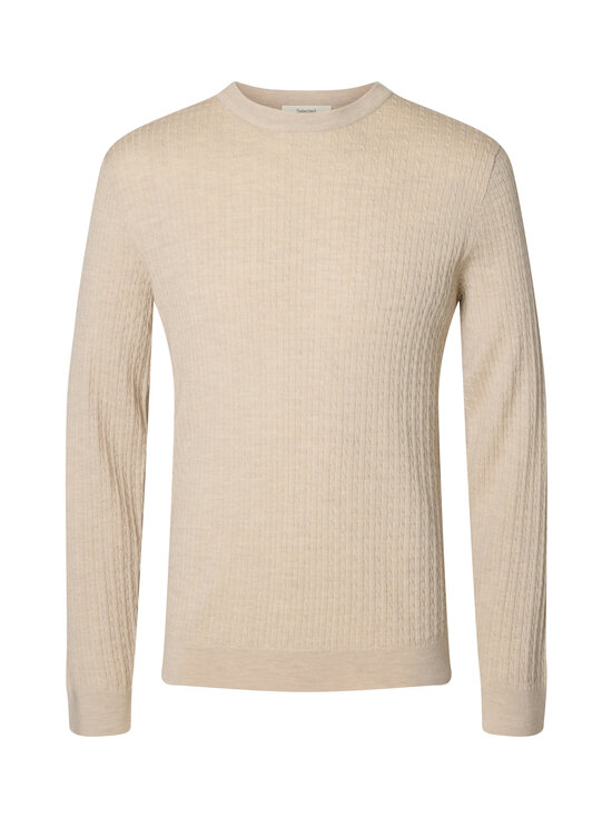 Selected - Meriinovillane palmikmustriga kudum SlmTray Merino Cable - OATMEAL | Stockmann - photo 1