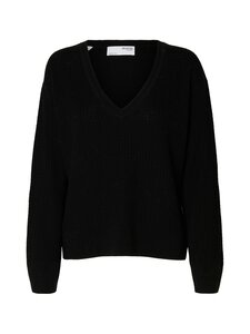Selected - SlfThea Deep V-Neck -merinovillaneule - BLACK | Stockmann