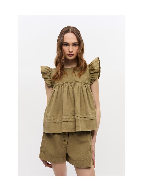 Ganni - Washed Stretch Cotton -frillahihainen paita - 028 BOA | Stockmann - photo 2