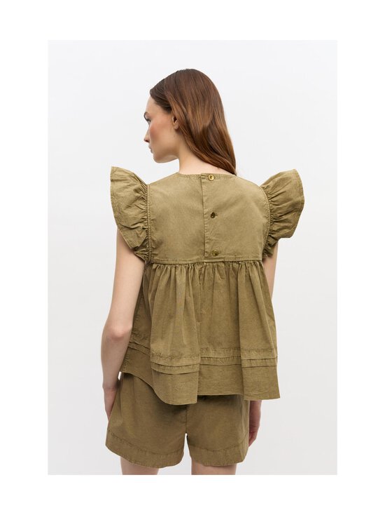 Ganni - Washed Stretch Cotton -frillahihainen paita - 028 BOA | Stockmann - photo 4