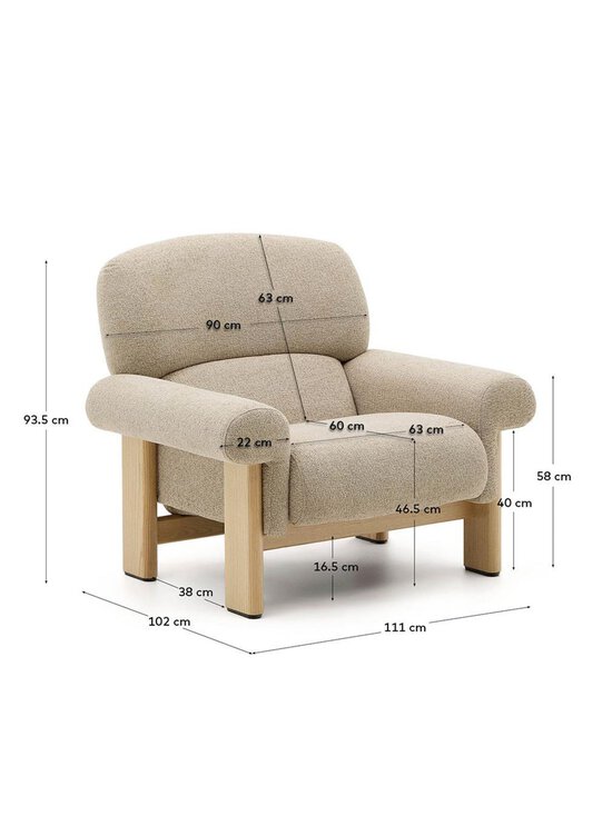 Kave Home - Cabana-nojatuoli Night-kangas beige / saarni - BEIGE | Stockmann - photo 6