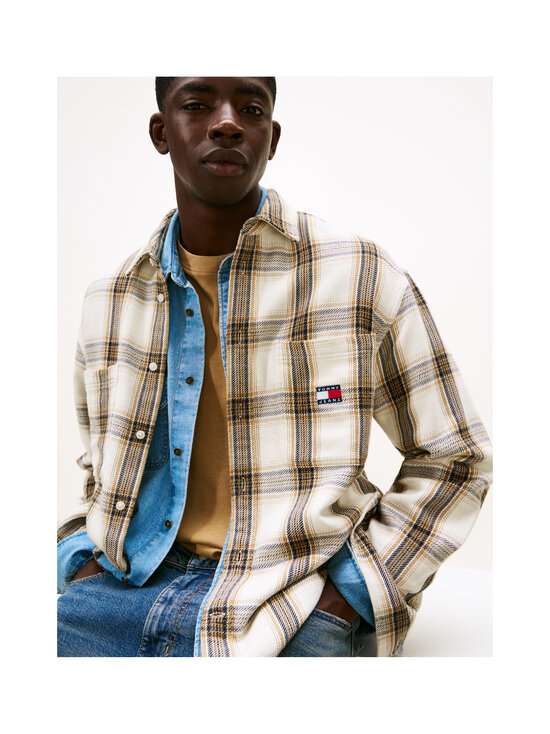 Tommy Jeans - Relaxed Check Brushed -kauluspaita - YBH ANCIENT WHITE/CHECK | Stockmann - photo 5