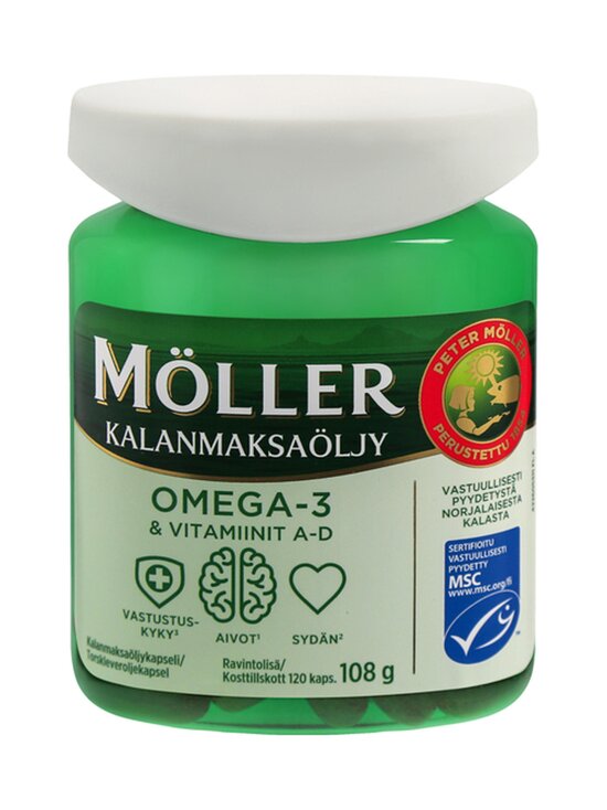 Möller Omega-3 & A-D-vitamiinit -kalanmaksaöljy 108 g/120 kpl