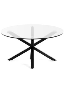 Kave Home - Argo-sohvapöytä kirkas lasi / musta metalli ⌀ 82 cm - BEIGE | Stockmann
