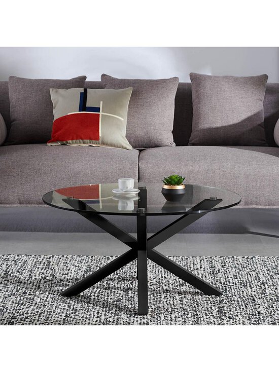 Kave Home - Argo-sohvapöytä kirkas lasi / musta metalli ⌀ 82 cm - BEIGE | Stockmann - photo 3