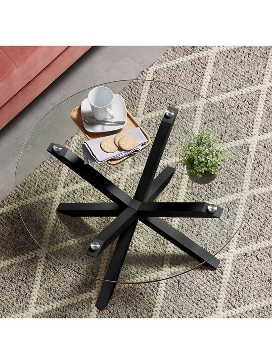 Kave Home - Argo-sohvapöytä kirkas lasi / musta metalli ⌀ 82 cm - BEIGE | Stockmann - photo 4
