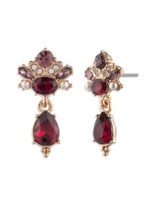 Marchesa - Stud With Pear Drop -korvakorut - 600 GLD/RED / MULTI | Stockmann