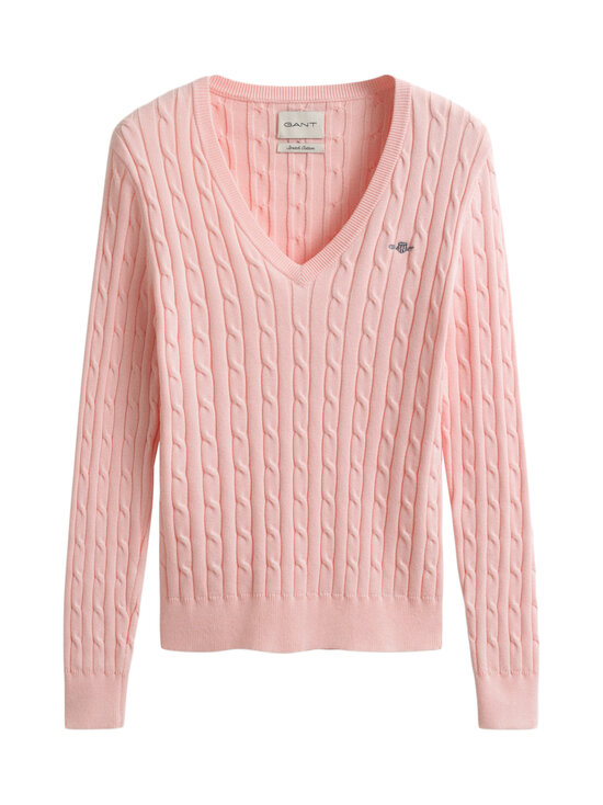GANT - Stretch Cotton V-Neck -palmikkoneule - 647 APRICOT PINK | Stockmann - photo 1