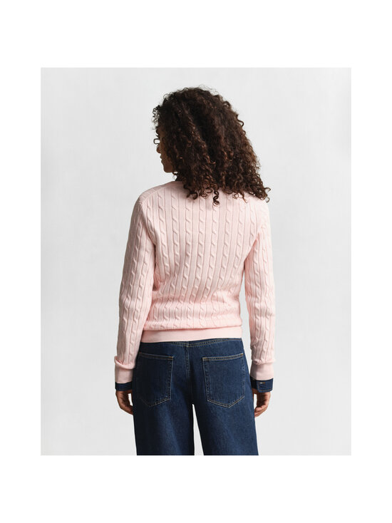 GANT - Stretch Cotton V-Neck -palmikkoneule - 647 APRICOT PINK | Stockmann - photo 3