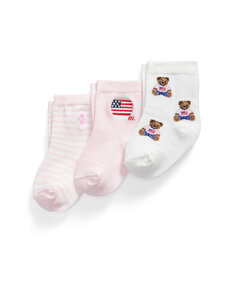 Polo Ralph Lauren - Crew-sukat 3-pack - WHITE/PINK | Stockmann