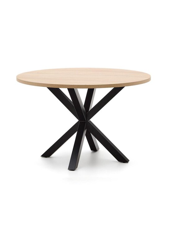 Kave Home - Argo-ruokapöytä tammenvärinen melamiini / musta ⌀ 120 cm - BEIGE | Stockmann - photo 1