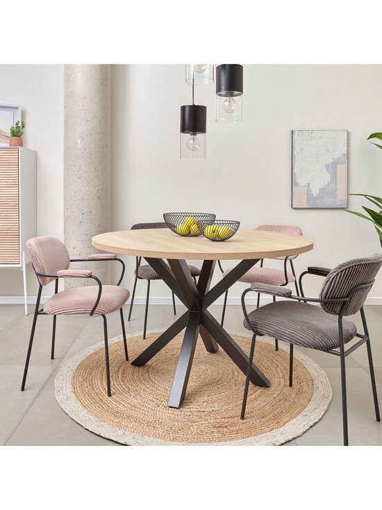 Kave Home - Argo-ruokapöytä tammenvärinen melamiini / musta ⌀ 120 cm - BEIGE | Stockmann - photo 6