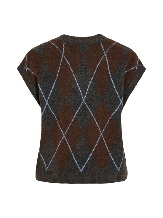 Vila - ViArgyll adīta veste - DARK GREY MELANGE CHECKS:COFFEE BEAN/BLUE SHADOW | Stockmann - photo 2