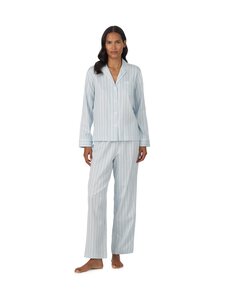 Lauren Ralph Lauren - Notch Collar Long -pyjama - 486 BLUE STP | Stockmann