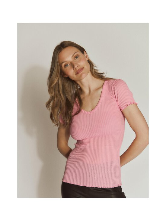 Rosemunde - RWBelize V-Neck - silkki-puuvillapaita - 045 SEA PINK | Stockmann - photo 3