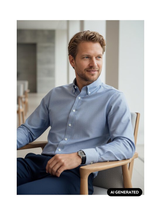 ESSENTIALS by Stockmann - Everett Modern fit krekls ar apkakli - LT. DENIM BLUE | Stockmann - photo 5