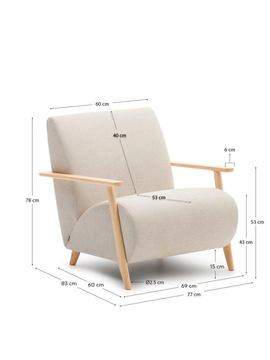 Kave Home - Meghan-nojatuoli helmenharmaa chenille / pyökki - WHITE | Stockmann - photo 8